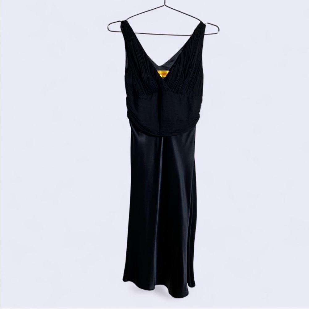 Catherine Maladrino Black Y2K Silk Cocktail Dress in Size 2